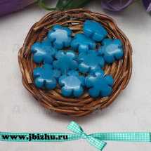 Бусины из натурального камня жадеит &quot;Цветок&quot; синие, 15*6 мм (10 шт)
