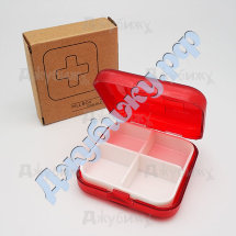 Контейнер пластиковый для таблеток, 4 ячейки, 64*64*19 мм
