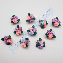 Бусины из полимерной глины &quot;3 цветка&quot; сиренево-розовые, 18*12 мм (10 шт)