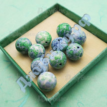 Бусины из натурального камня сине-зелёные, 14 мм (10 шт)