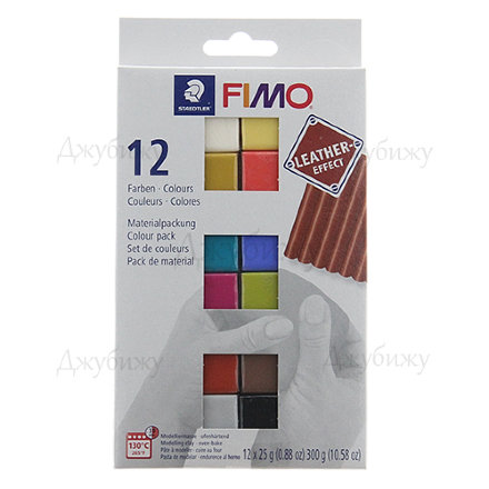 Fimo Effect Leather комплект &quot;Кожаные цвета&quot; полимерной глины из 12 блоков по 25 гр